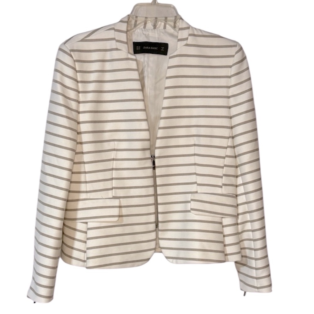 ZARA Striped Cream and beige jacket